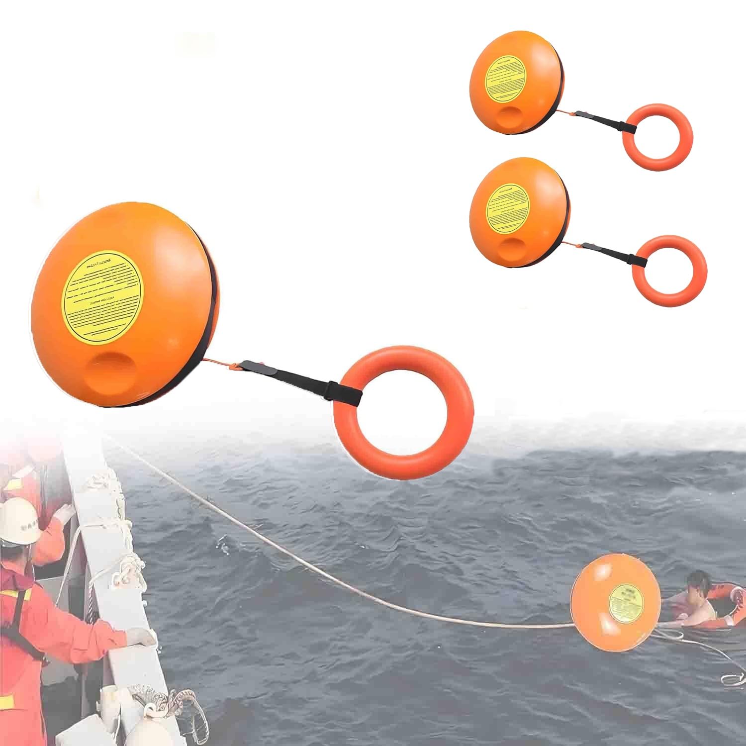 Frisbee di Lancio per Salvataggio Acque, Disco di Salvataggio d'Emergenza Lancio, Con Corda Lancio Anello a Mano, Ideale per Kayak Rafting Sicurezza Barche Attività Acque All'Aperto(2pieces)
