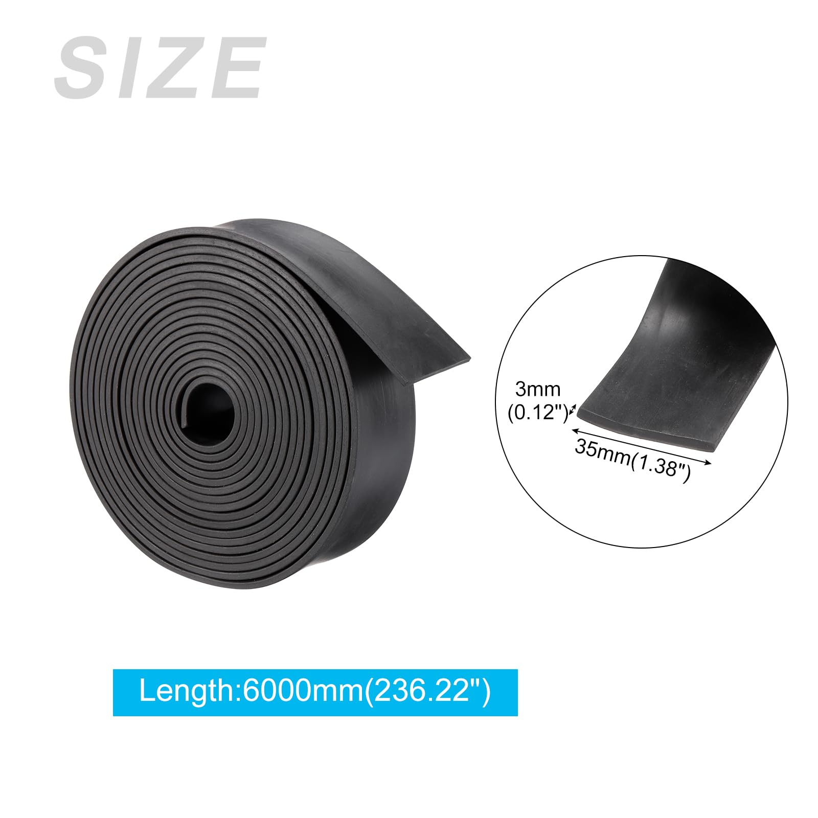 METALLIXITY Solid Rubber Strips (236.22" L x 1.38" W x 0.12" T) 1Pcs, Rubber Neoprene Sheet Rolls - Image 2