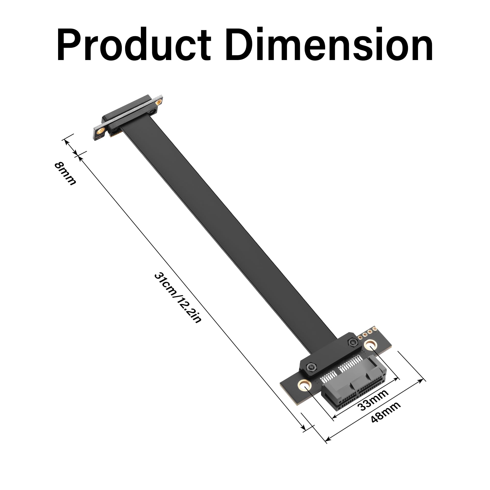 SinLoon Cavo riser PCIe 4.0 X1 90 gradi PCI-E 1X maschio a 180 gradi PCIE 1X femmina Riser cavo di prolunga – 9018 (30 cm)