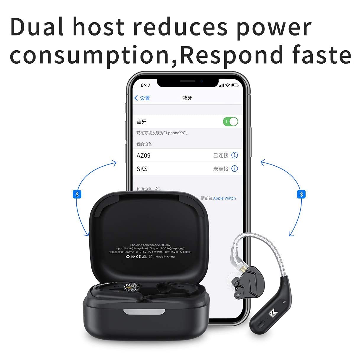G.K KZ AZ09 Cable KZ ZSN pro X aud KZ ZS10 pro Upgrade para KZ Auriculares, Bluetooth 5.2 Wireless Earhook con Micrófono para ZSN, ZSN pro, ZS10, ZSN pro X, ZEX, ZEX pro, ZAS, DQ6