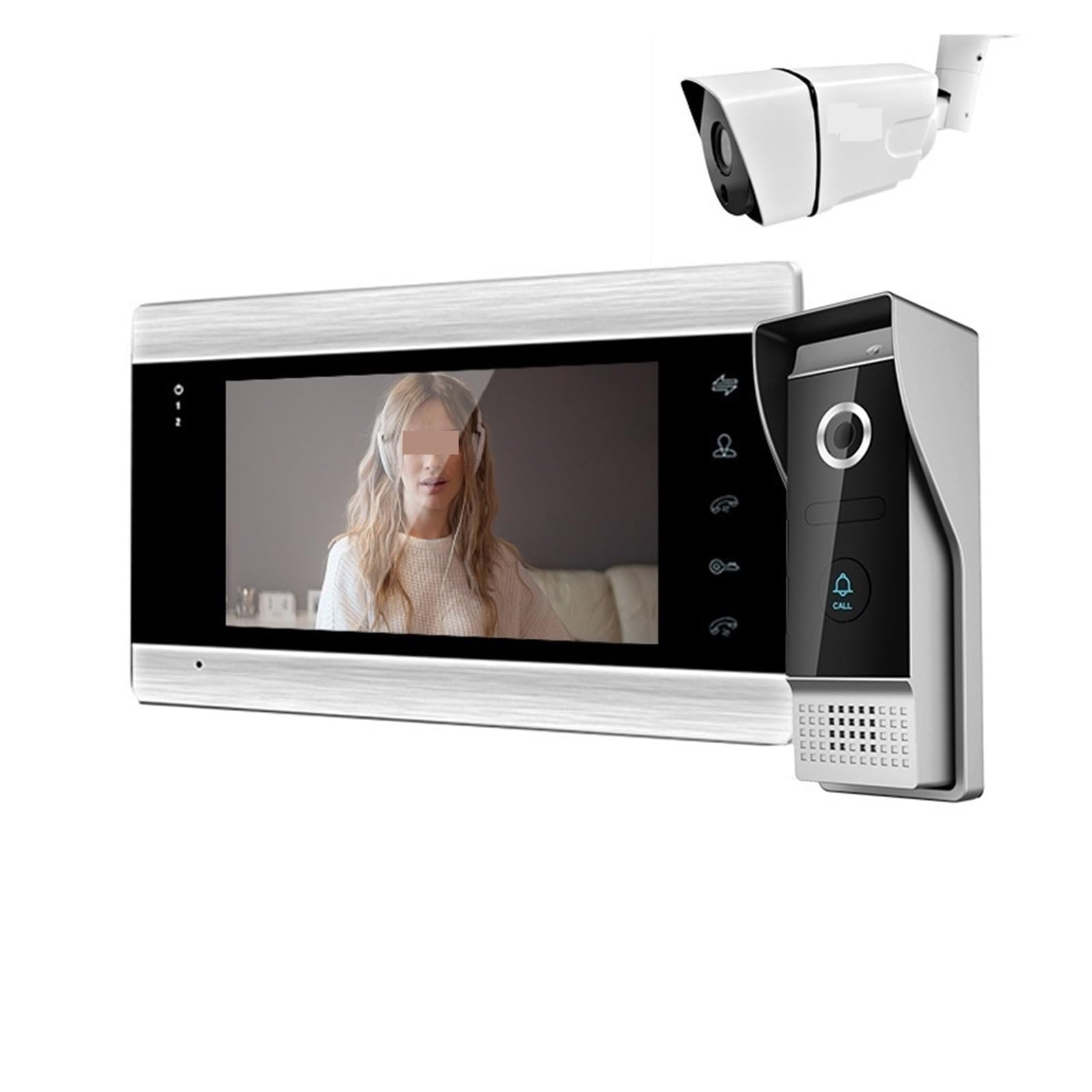 Kit videocitofono da 7 Pollici con Telecamera per Campanello 1080p, Monitor residenziale Wi-Fi, Visione Notturna per Appartamenti