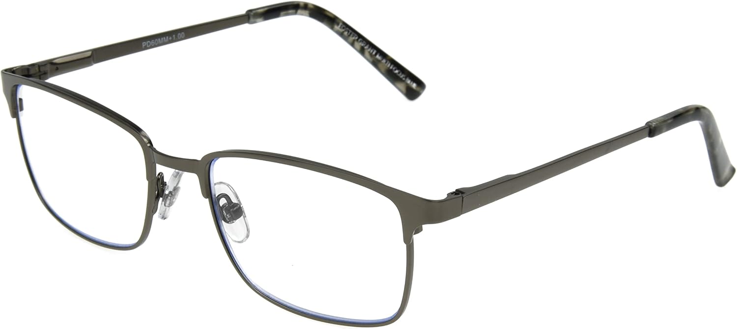 Foster Grant men's Braydon Glasses E.readersÂ™ Blue Light Reading Glasses, Gunmetal, 54mm US : Health & Household