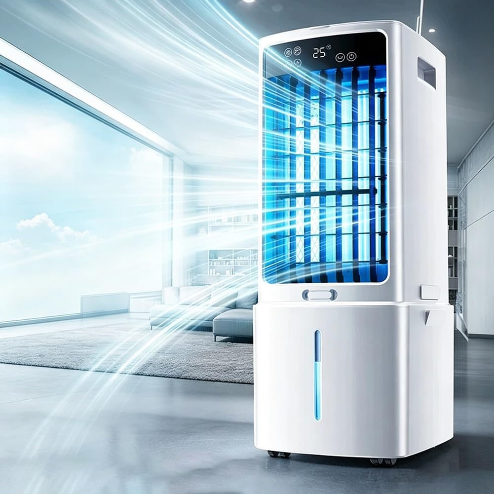 1800CFM Swamp Cooler Air Conditioner, 3 IN 1 Portable Cooling Fan with 10L Tank, Evaporative Air Cooler, 120°Oscillation, 12H Timer for Bedroom, Office