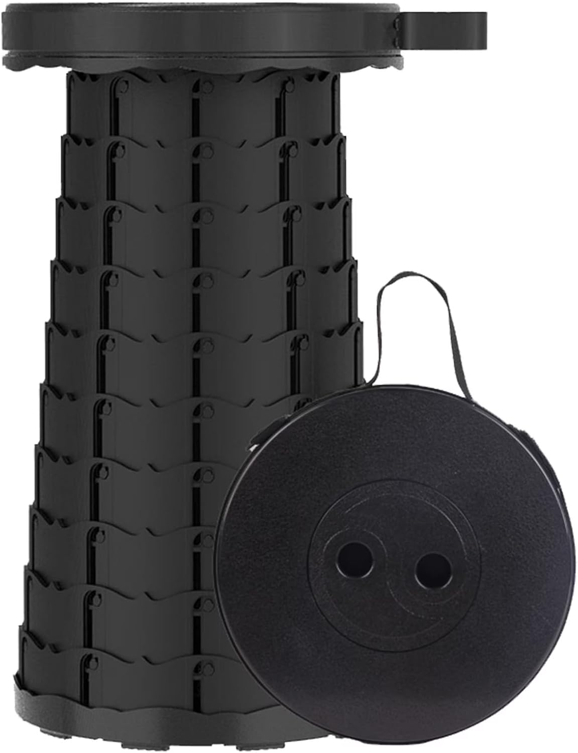 Portable Telescopic Stool, Used for Camping Garden Fishing Hiking Barbecue, Adjustable Plastic Stool, Black