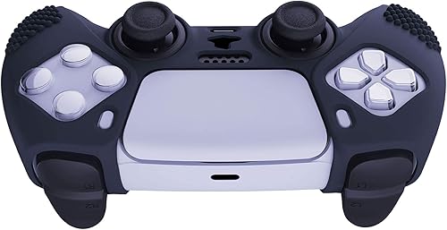 Vista 6 de eXtremeRate PlayVital - Funda de silicona antideslizante con tachuelas en 3D azul medianoche para controlador PS5, protector de goma suave