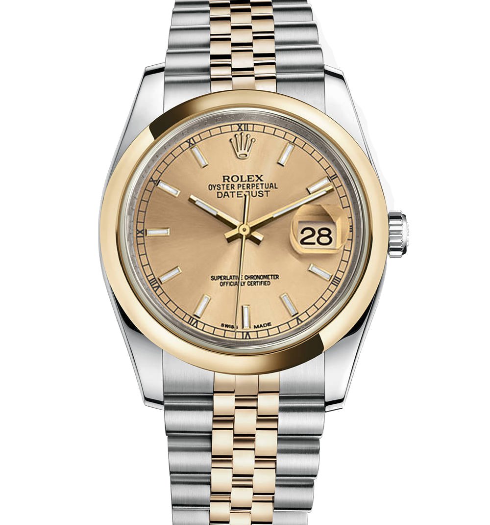 Rolex Datejust 36 Steel Yellow Gold Watch Champagne Dial 116203