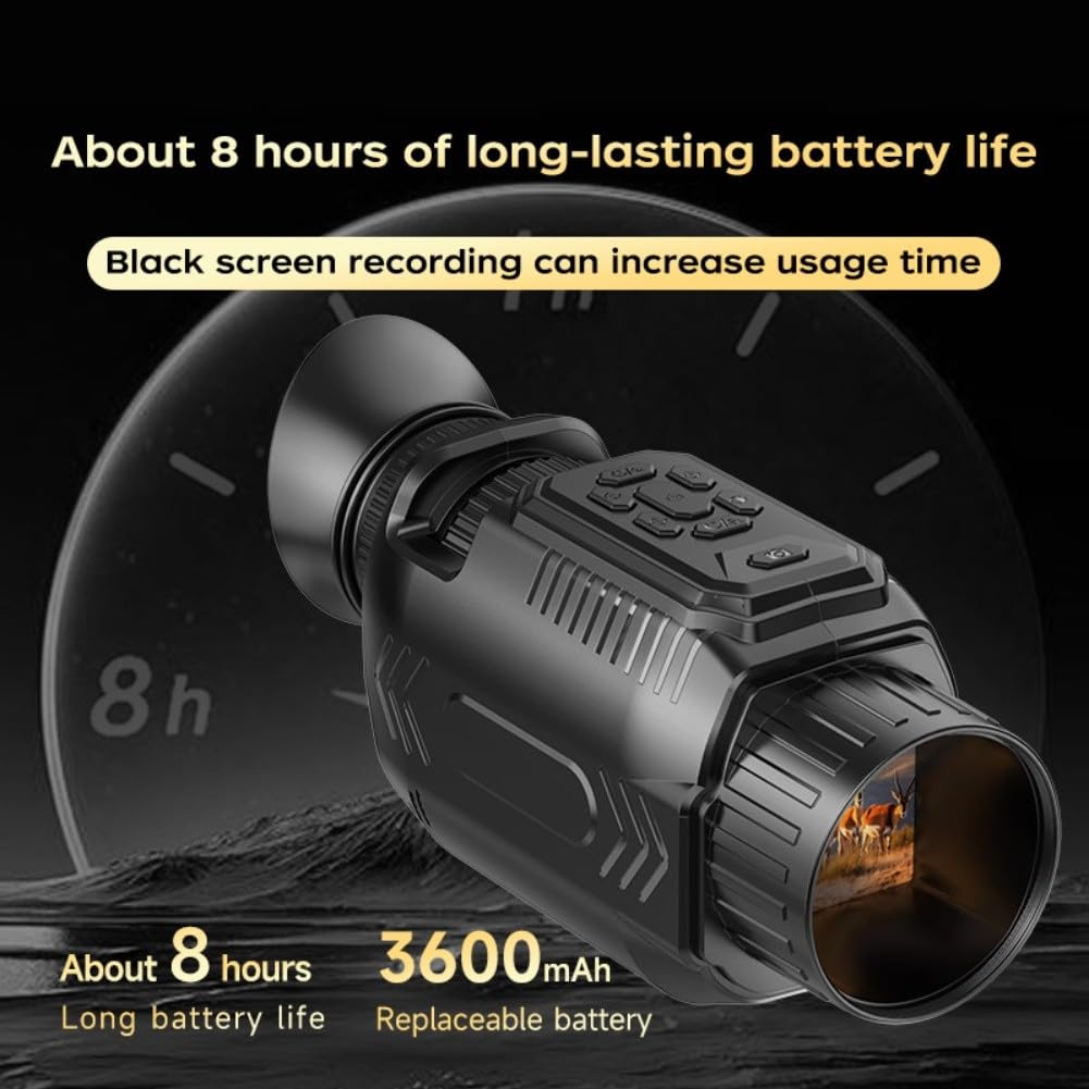 Monoculaire de vision nocturne avec vidéo 4K, zoom numérique 28x, batterie rechargeable USB C d'une durée de 8 heures pour l'extérieur et pour les activités nocturnes (D)