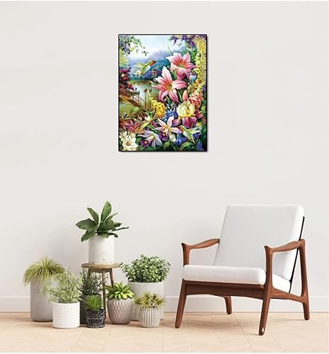 Miniatura 4 de PJOESL Kits de pintura de diamantes para adultos  Arte de diamantes de colibrí DIY 5D taladro redondo completo diamantes de imitación arte y