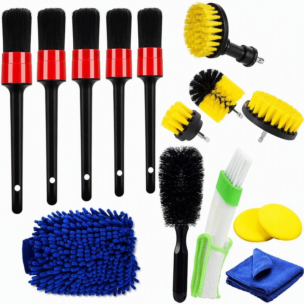 14-Piece Car Wash Tool Set with Detailing Brushes and Cleaning Gloves