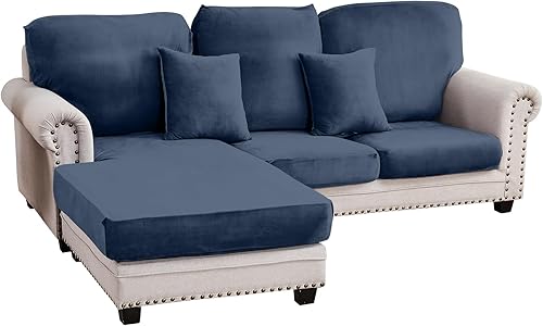 Miniatura 33 de Funda para sofá, funda de cojín de terciopelo elástico de 2 piezas, funda elástica lavable para asiento o respaldo, fundas de asiento de sofá para