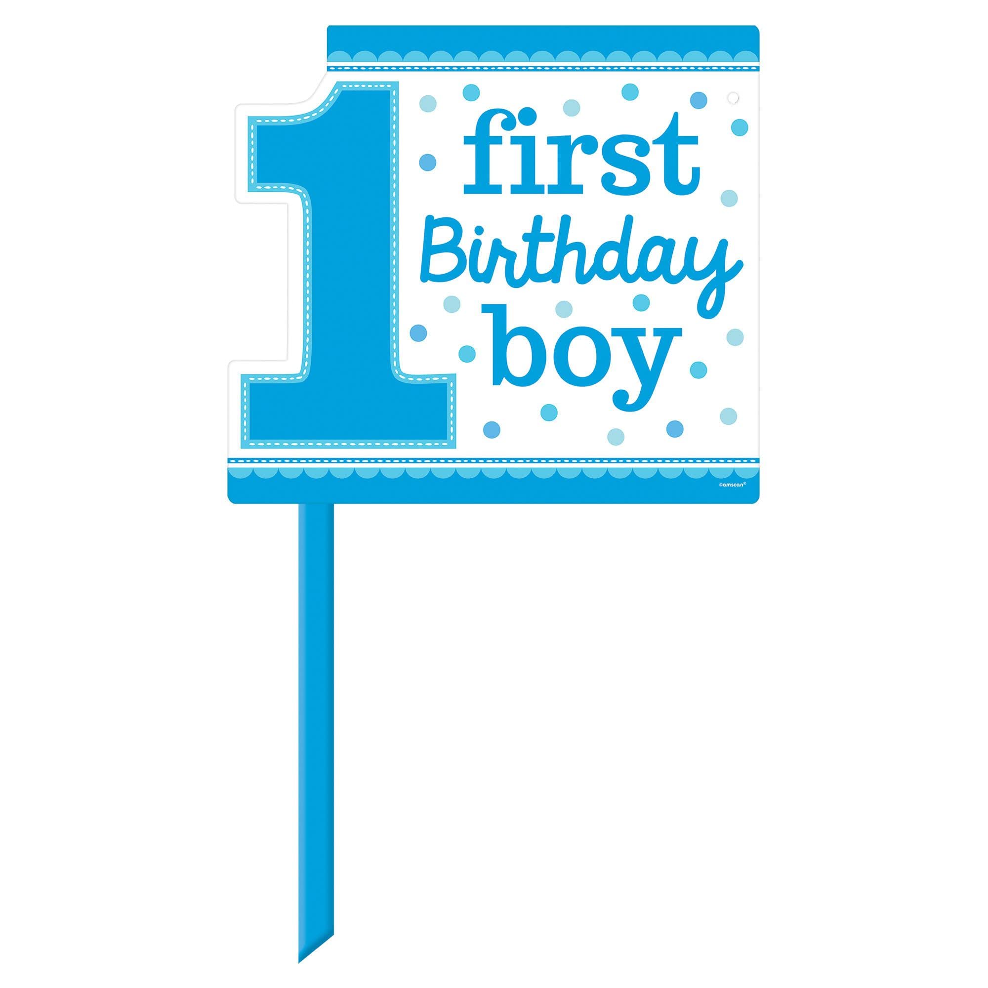Amscan 190302 Blue Sweet 1st Birthday Party Yard - Cartel decorativo de plástico