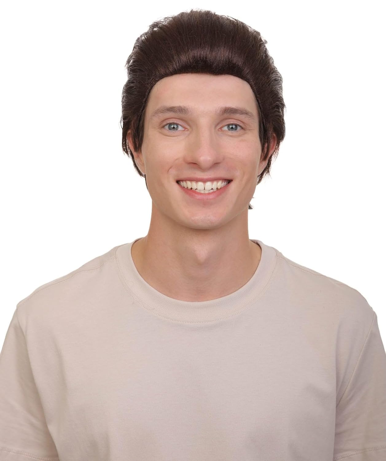 Adult Men’s Sea Monster Movie Dark Brown Slicked-Back Wig, Animated Cartoon Flame-retardant Synthetic Fiber Hair