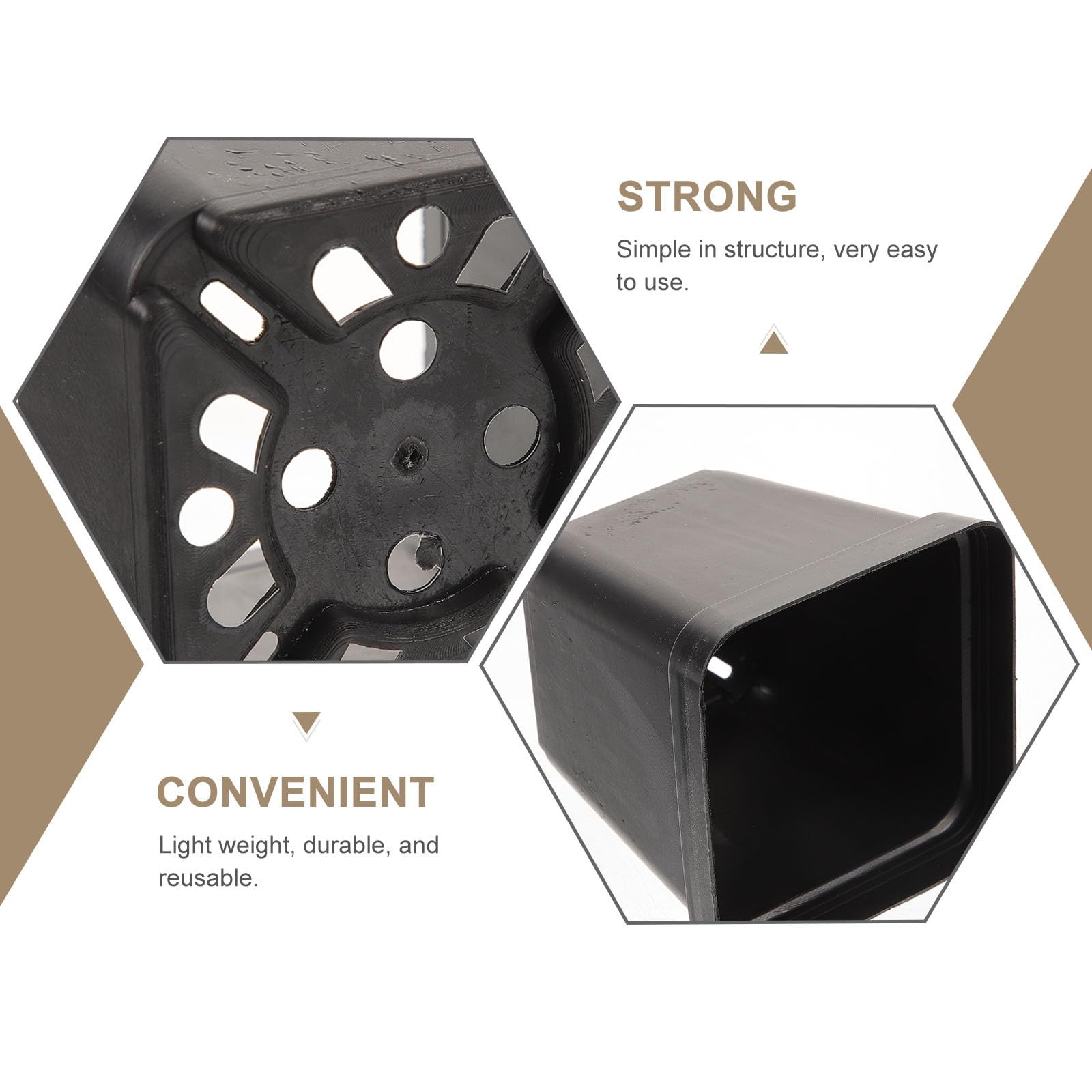 Gadpiparty Lot de 120 Pots en Plastique Noirs Carrés pour Semis avec Trous de Drainage, Réutilisables, Culture de Succulentes et Fleurs en Intérieur ou Extérieur