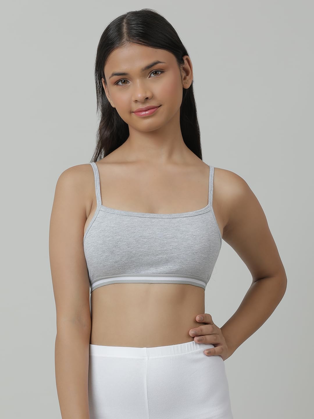 CHARM N CHERISH 4 Pack Pure Cotton Sports Bras for Girls, Non Padded Bras-Slip On Teenage Bras-Combo Pack-Solid Printed (in, Age, 11 Years, 12 Years, Multi) Multicolour 3