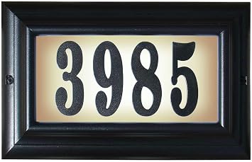 LTL-1301BL-PN Edgewood Large Lighted Address Plaque in Black Frame Color with 4-Inch Black Polymer Numbers