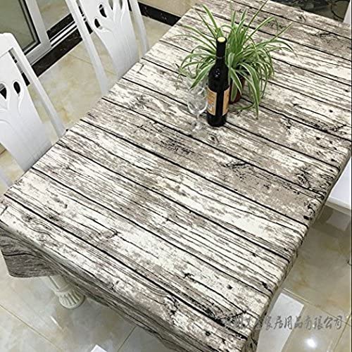 Jinsen Intage Wood Grain Tablecloth,Linen Embroidered Rectangle Washable Dinner Picnic Table Cloth,Assorted Size (140X220 Cm, 55X87Inch) #TOP1