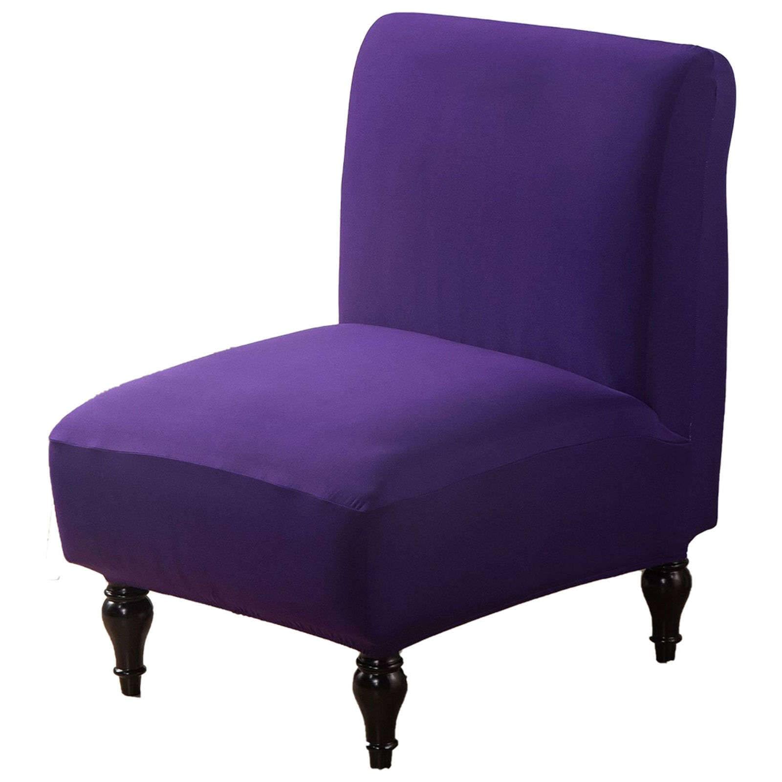 ZRCYXDW Stretch Armless Chair Slipcover, Soft Armless Accent Chair Cover Removable Washable Slipper Chair Cover with Elastic Bottom for Living Room Hotel- Purple-1 Piece