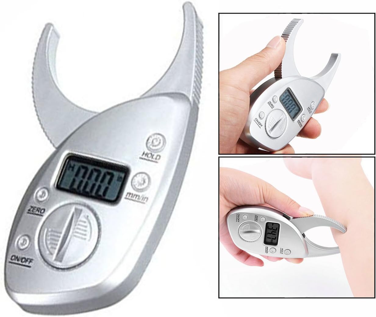 Cisixin 50mm Digital LCD Body Fat Caliper Skin Fold Thickness Measuring Device