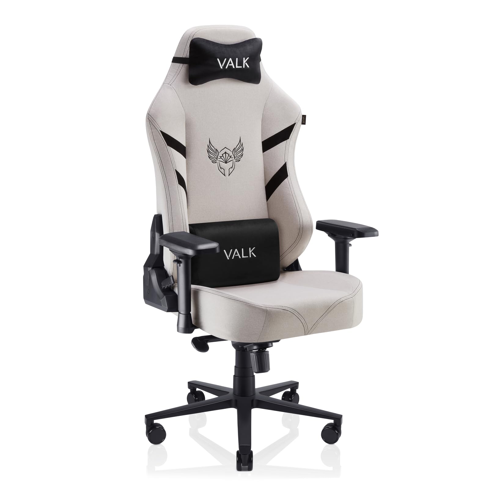 VALK Freya - Silla Gaming Tela Transpirable Ergonomica Profesional, Reclinable, Reposabrazos 4D, Cojines Memory Foam, Silla Gamer Silla Escritorio Oficina, Creada en España (Blanco)
