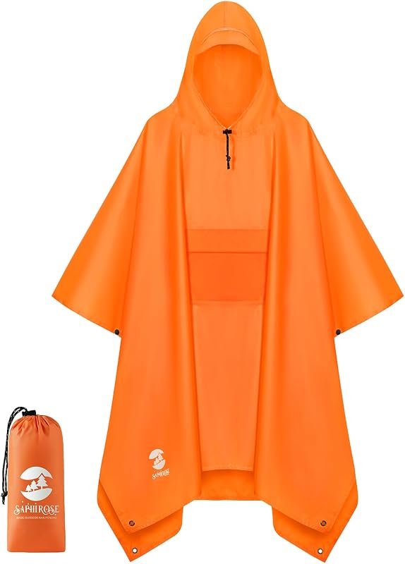 Poncho de lluvia de doble capa, impermeable grueso con capucha 3 en 1