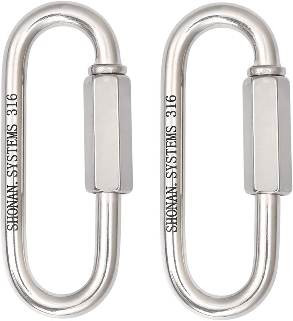 SHONAN 3.6" Chain Quick Links, 2 Pcs 5/16" Marine Grade Screw Chain Links, Large Opening Chain Connector Chain Coupler, 1450 Lbs Capacity