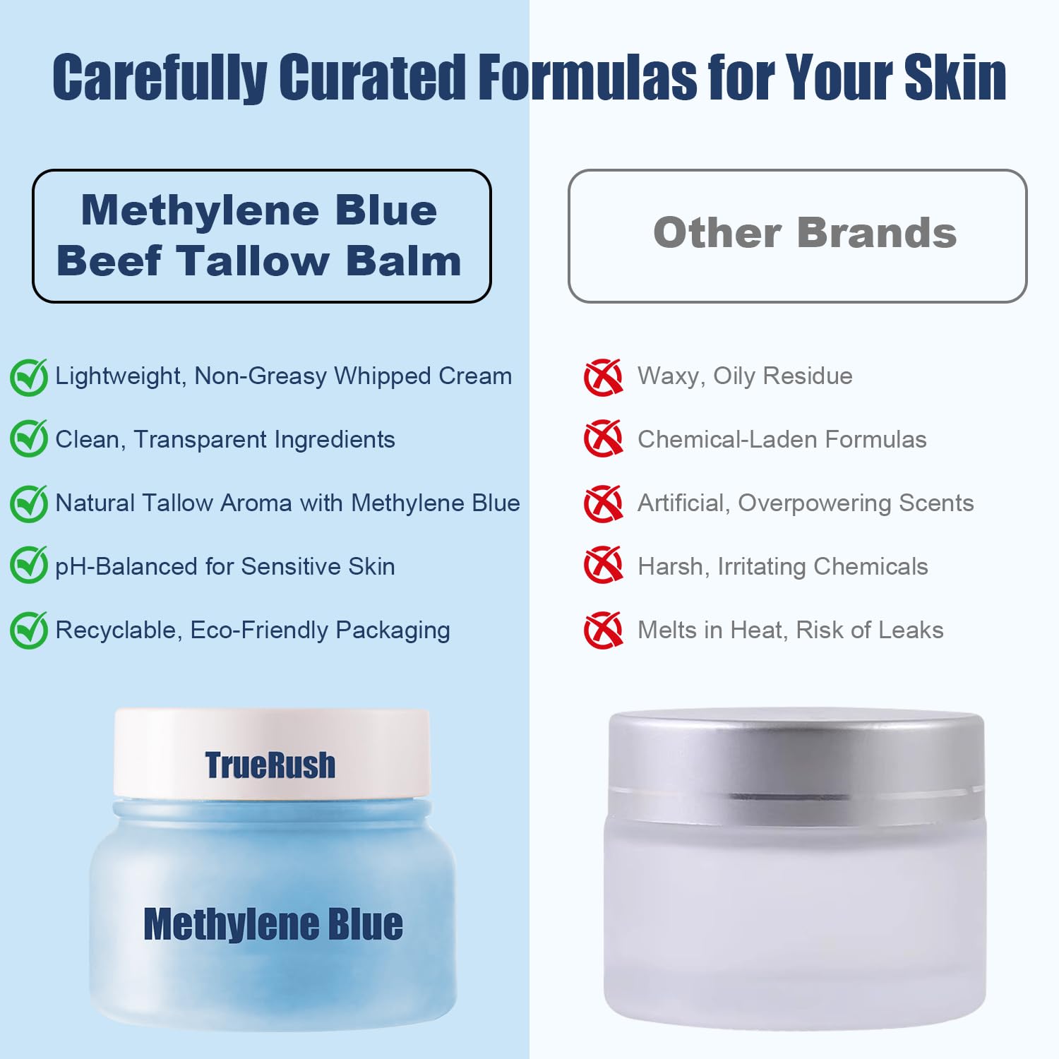 Methylene Blue Whipped Grass Fed Beef Tallow Balm | Organic Anti-Aging Moisturizer | Full-Body Hydrator for Skin, Face & Body | Soothing Cream for Dryness, Irritation & All Skin Types (1.7oz) - Image 6