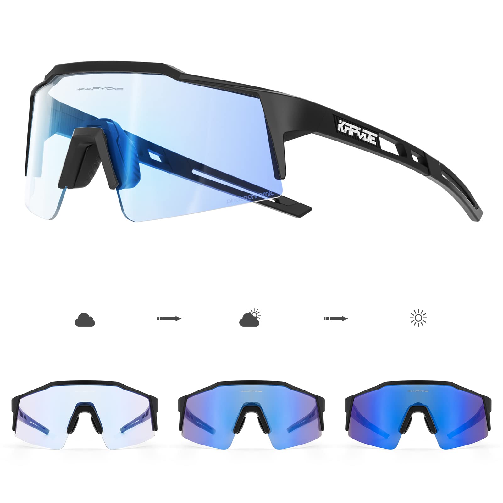 KAPVOE Gafas de Ciclismo Fotocromáticas con TR90 Mujeres Hombres Niños Niñas Gafas de Sol Deportivas Mujeres Hombres