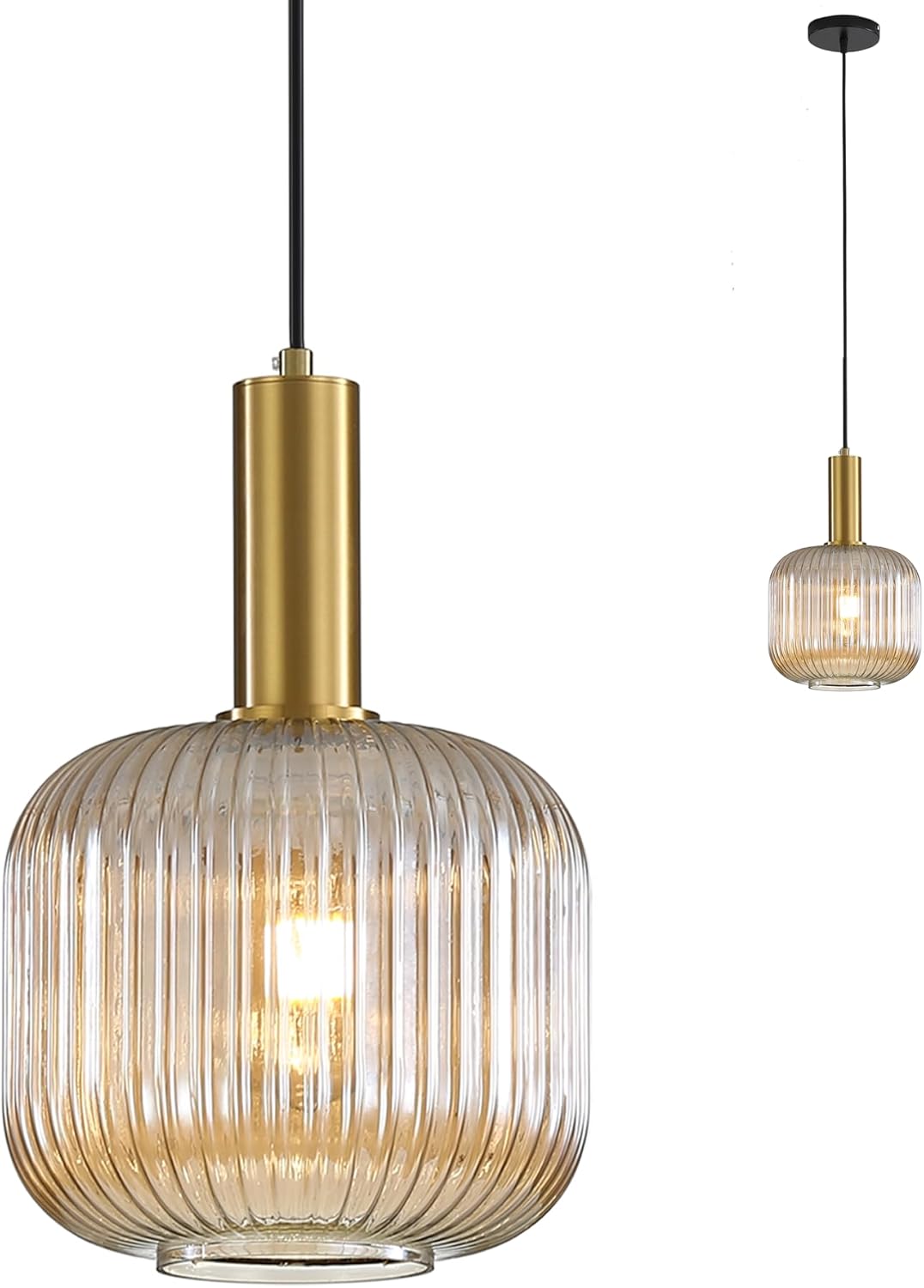 Celkový pohľad na priemyselnú vintage závesnú lampu