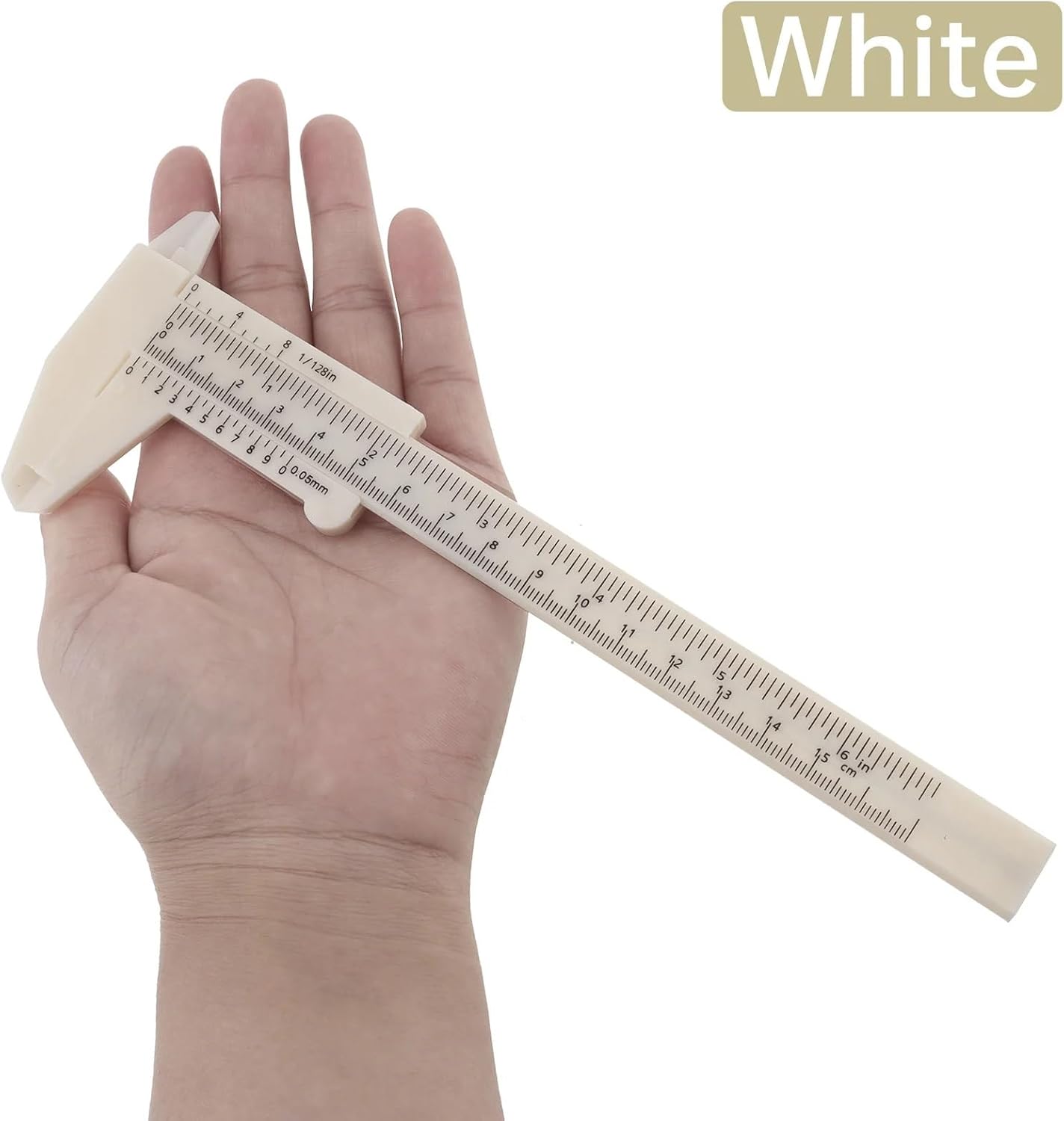 1pcs 0-150mm Metric Imperial Scale Vernier Caliper for Carpentry Jewelry Measuring Students Sliding Gauge Ruler Tool(White)