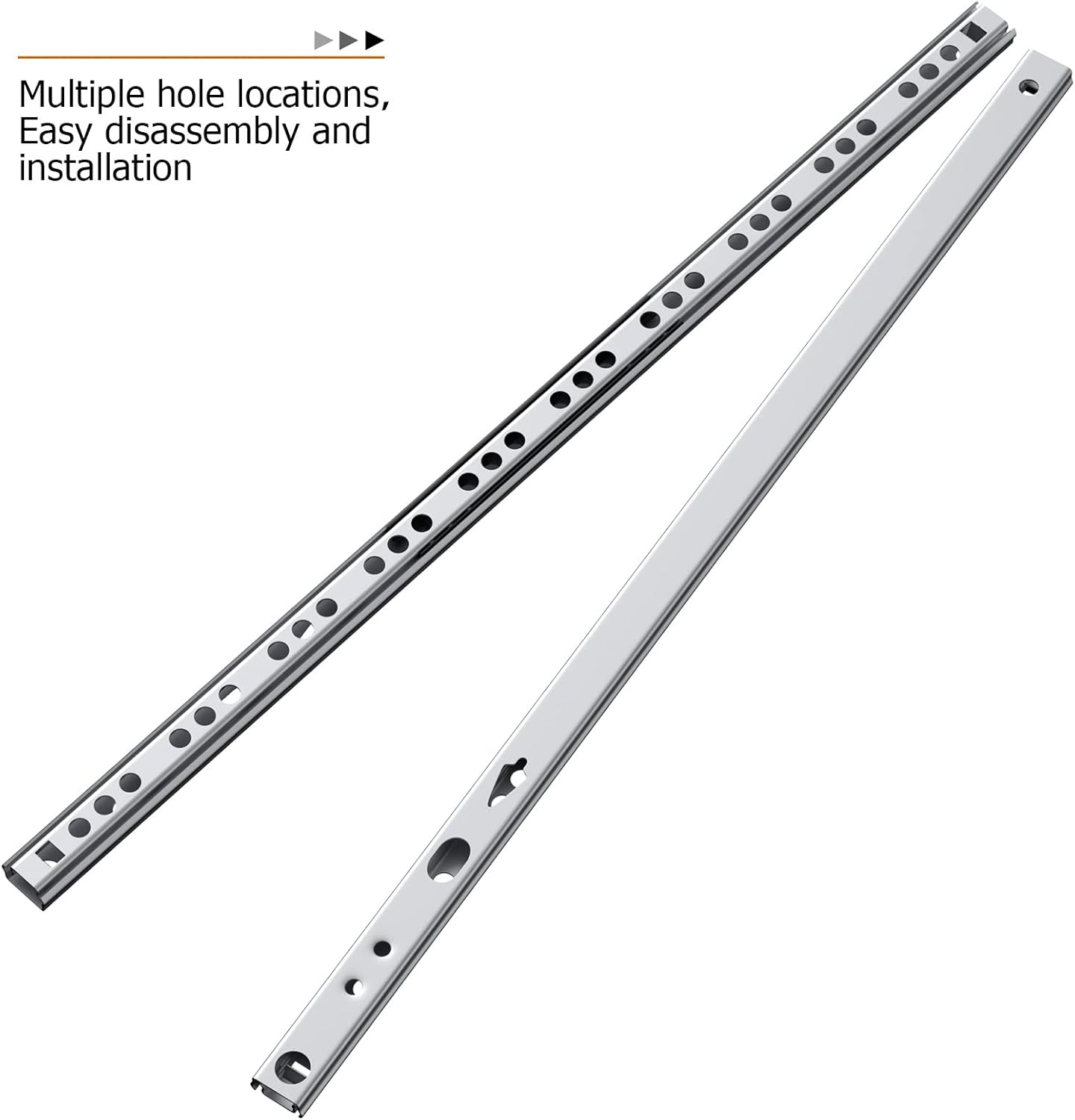 LONTAN 13.5 Inch Two Way Drawer Slides 1 Pair Ball Bearing Full Extension Drawer Track Rail 17mm Wide Metal Dresser Replacement Part
