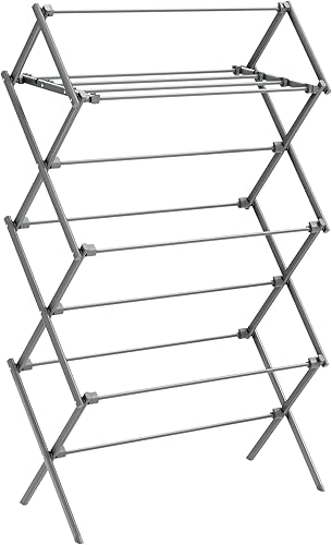 SONGMICS ULLR770G01 - Tendedero de ropa plegable, estante de secado de ropa, aireador de ropa, marco de acero, 14.6 x 29.5 x 53.2 pulgadas, fácil