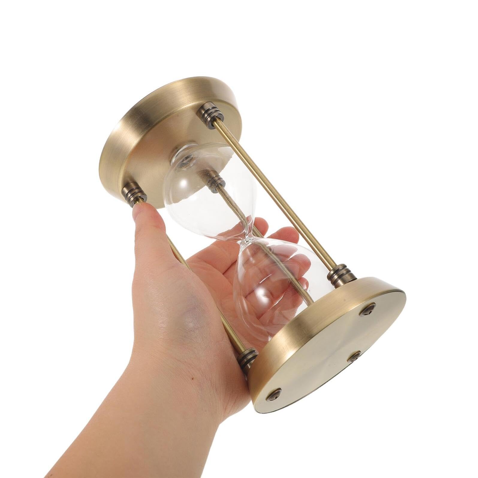 STOBAZA Leere Kleine Sanduhr aus Metall Goldfarben Selbstgemacht Befüllbare Sanduhr Dekoration für Schreibtisch Hochzeitsrituale und Wohnzimmer