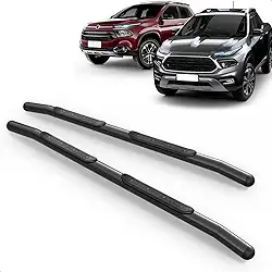 Par Estribo Lateral Tubular Preto Aço Toro 2016 a 2025 Carbono Kit Fixação Incluso