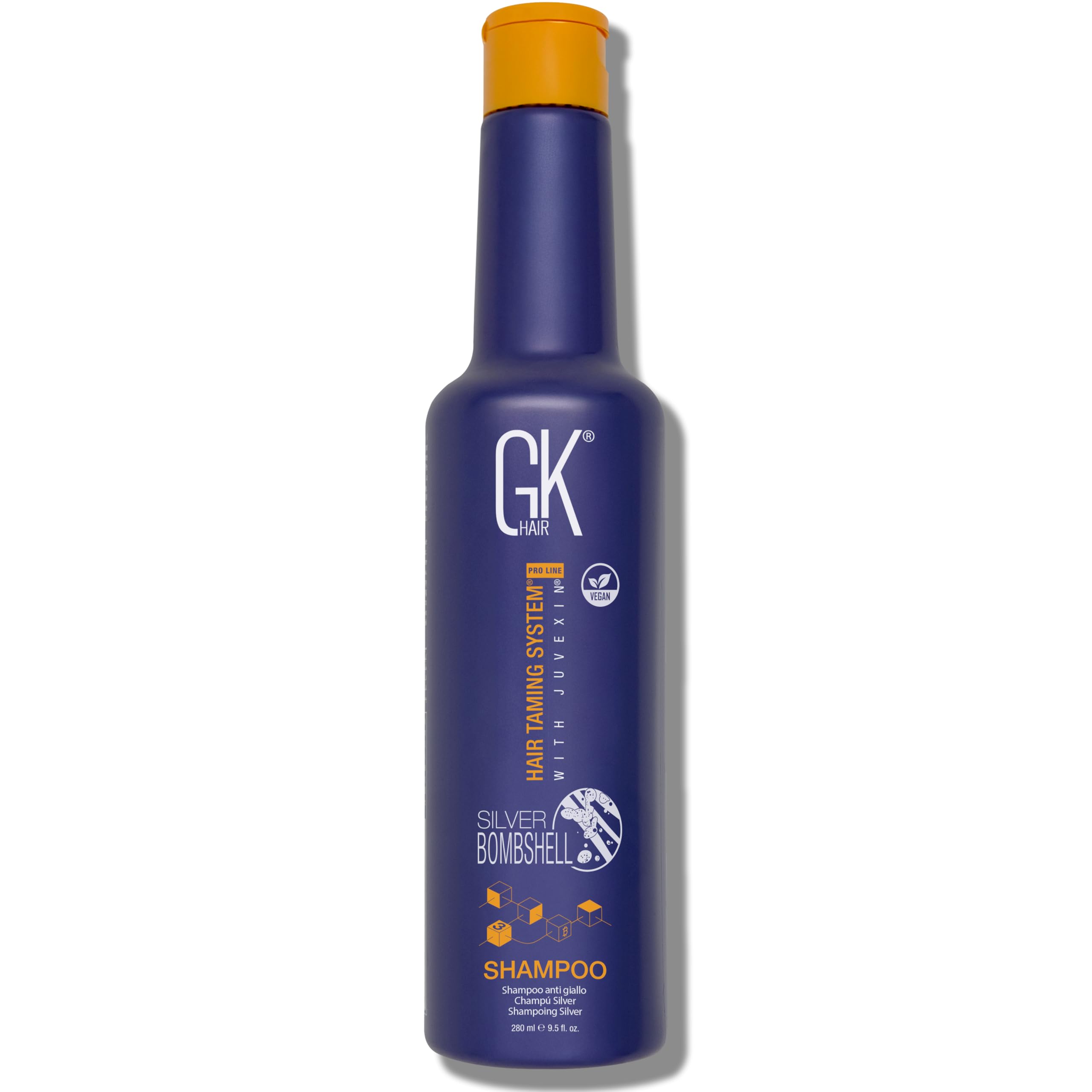 GK HAIR Global Keratin Silver Bombshell Purple Shampoo (280ml/9.5 Fl Oz) For Blonde Platinum Ash Silver & Gray Hair Moisturizes Dry & Damaged Removes Yellow Brassy Tones