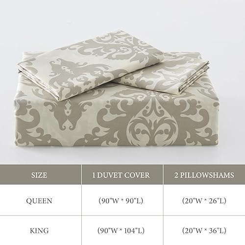 Miniatura 6 de Uniclinens Juego de funda de edredón de damasco tamaño King, color azul marino, 100% algodón, con cierre de cremallera y 8 lazos, 1 funda de edredón