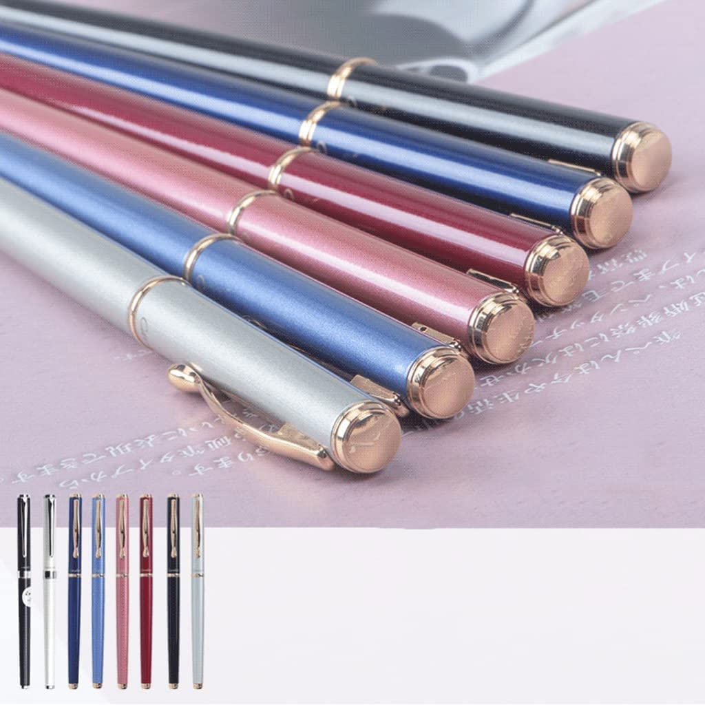 Pluma estilográfica Pluma estilográfica de lujo Pluma estilográfica elegante Pluma de regalo de metal Punta fina Punta de acero inoxidable Recargable Tinta negra Diseño clásico Suministros de of