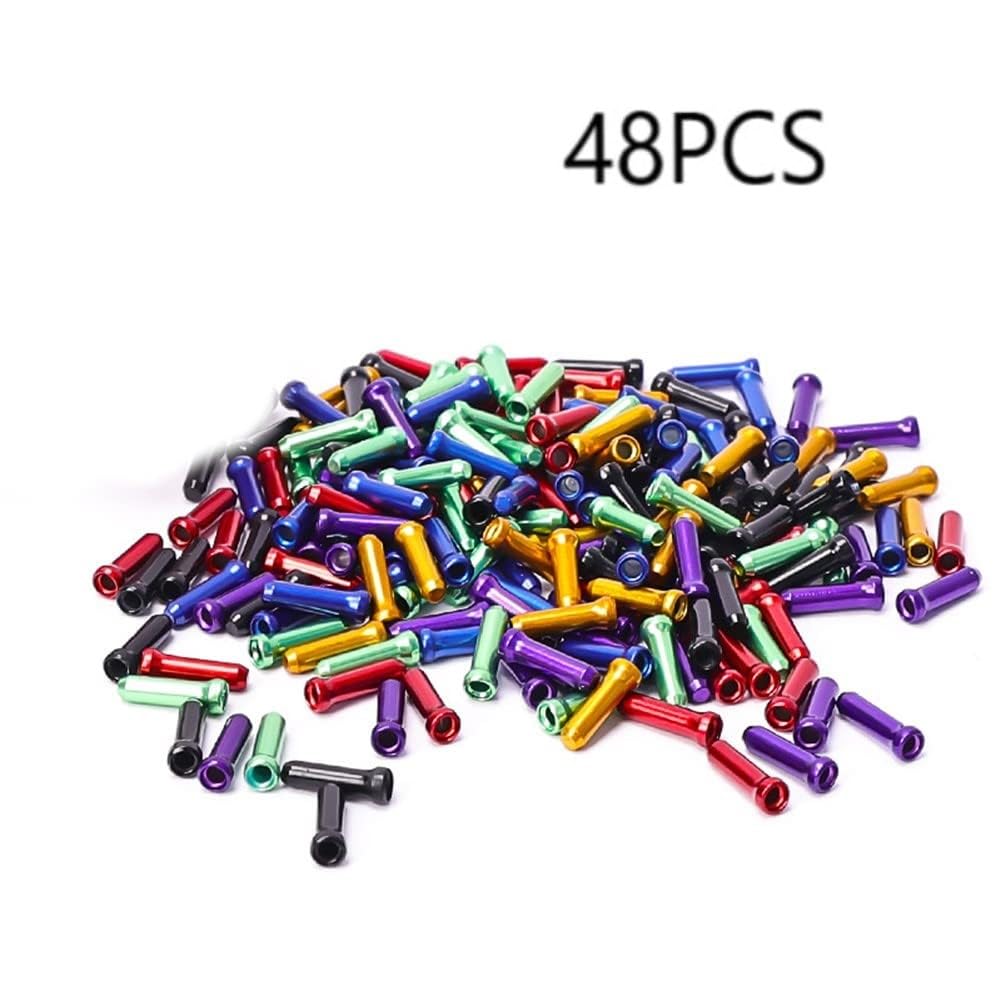 48 Tappi Terminali Per Cavi Freno Bici - In Lega Di Alluminio, Multicolore - Foto 7