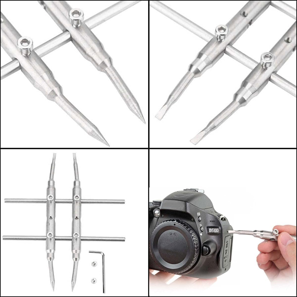Reparación de Lentes de cámara,Herramienta Profesional Punta Curva,Juego de Herramientas de Reparación de Lentes,Herramienta de Reparación de Lentes,Kit de Herramientas Profesional de Llave de Lente