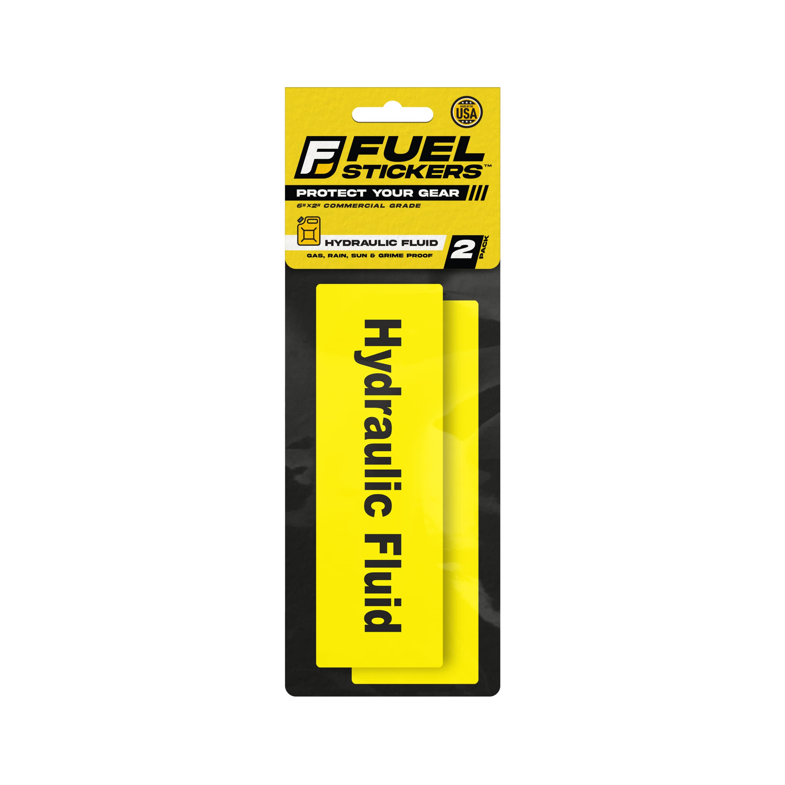 Heavy-Duty Fuel Labels - Fuel Identification Labels for Fuel Tanks, Cans and Outdoor Power Equipment - Weather Proof - Size: 6"x2" - Hydraulic Fluid