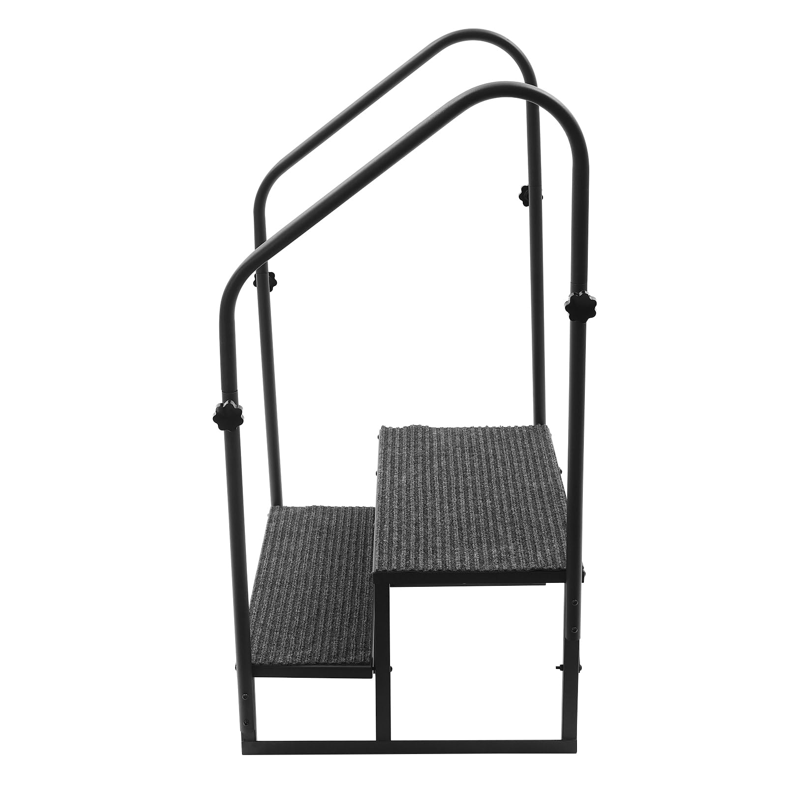 Escalera para autocaravana de 2 peldaños con pasamanos, 2 escalones móviles para exteriores, escalera de caravana con alfombrilla antideslizante, peldaños portátiles con cremallera, capacidad