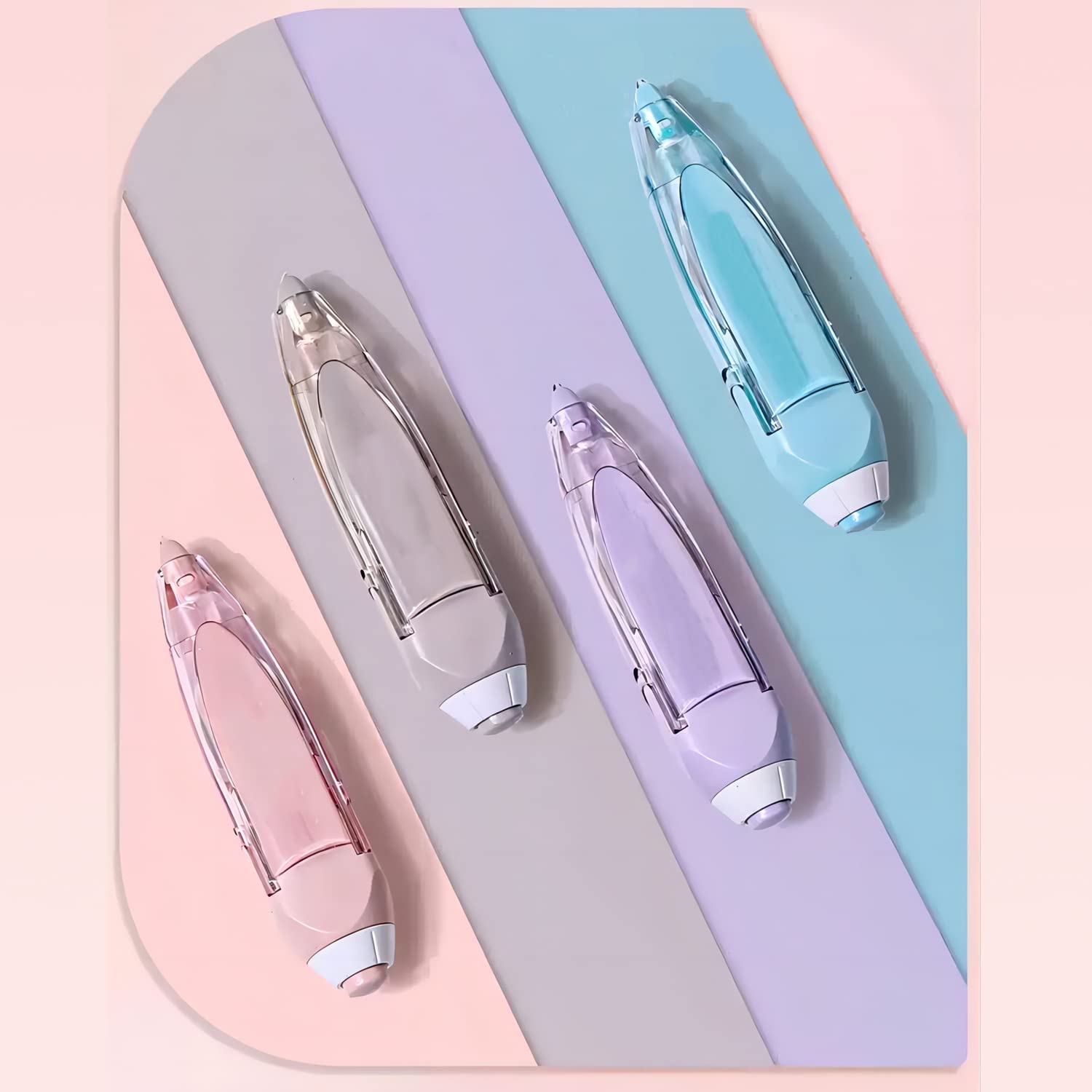 SYOSI Dry Refillable White Out Correction Tape | Retractable White Out Tape Pens with 2 Replacement Whiteout Tape for Kawaii School Office Supplies, 0.2 X 236 Inch, 4PCS