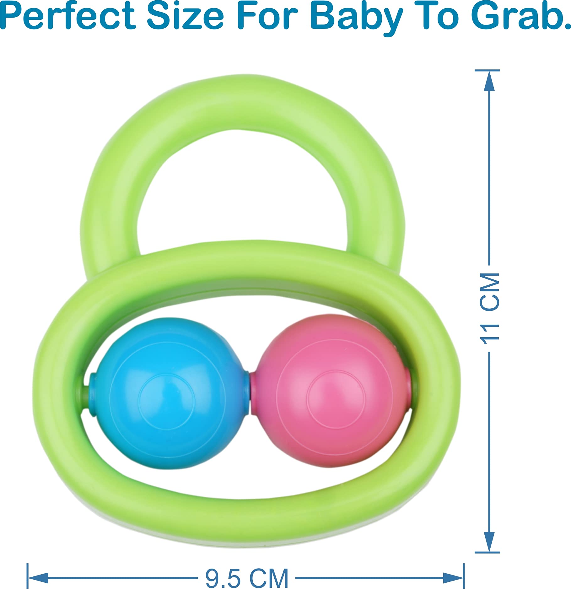 Little Innocents BPA-Free Non Toxic Colorful Plastic Shake & Grab Rattles for Babies & Infants, Early Age Toys for New Borns (Set of 2, Multicolor) 4