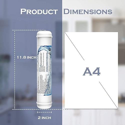 Miniatura 5 de Paquete de 2 filtros de agua en línea de 14 pulgadas, cartucho de repuesto de conexión rápida, filtro de bloque de carbón activado en línea para