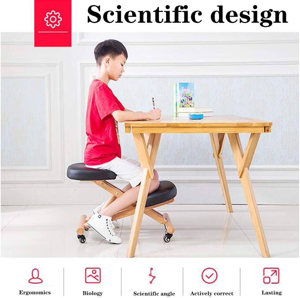 Kneeling Chair Ergonomic Adjustable, Posture Correcting Stool Folding Rocking Improve Your Posture with an Angled Seat,Brown