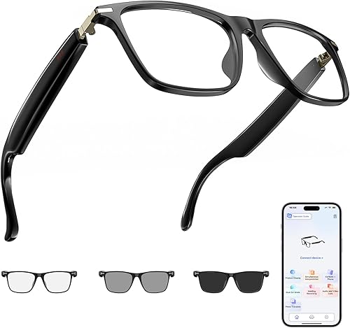 Lentes inteligentes de traducción AI con 138 idiomas, gafas Bluetooth compatibles con ChatGPT, lente fotocromática con altavoces de oreja abierta