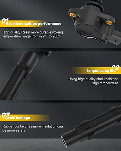 Vista 182 de OCPTY Juego de 4 bobinas de encendido compatibles con OE: UF604 C1685 apto para Mazda 3 para Mazda 5 2008-2015