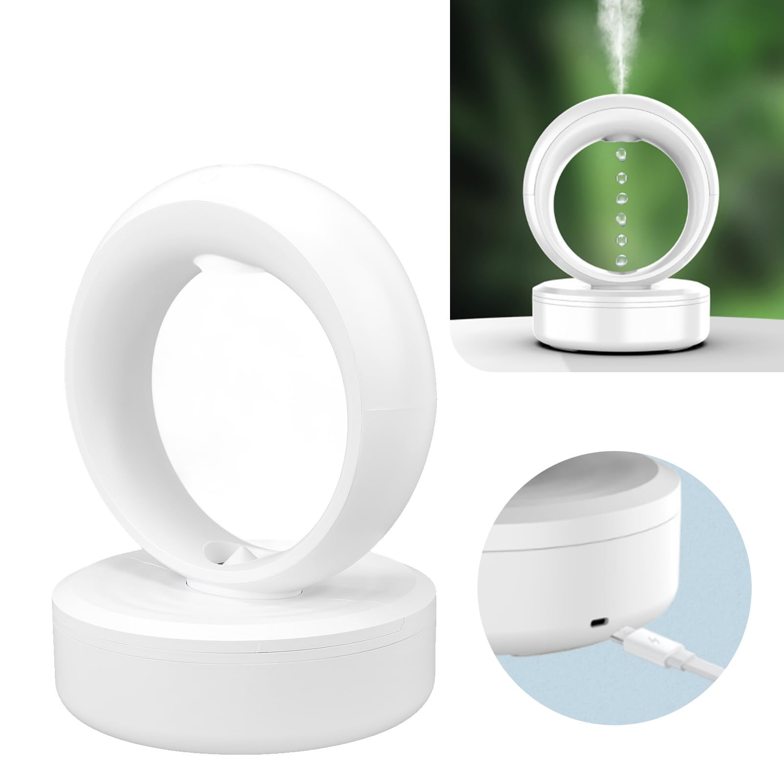 Humidificador Antigravedad de 680 Ml, Humidificador de Niebla Grande, Goteo de Agua Ultrasónico, Difusor de Aromaterapia de Niebla Fría, Humidificador de Gotas de Agua Flotante,