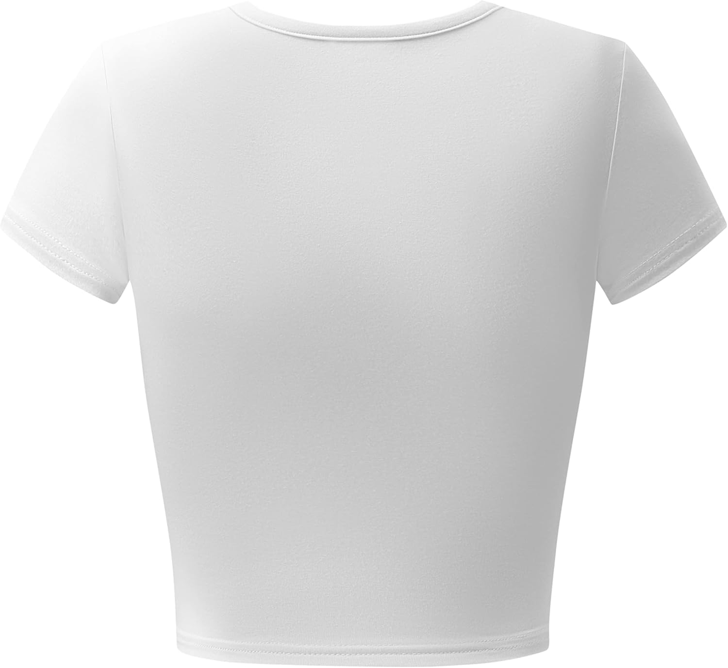 OThread & Co. Women's Short Sleeve Crew Neck Crop Top Basic Comfy Stretch Tee - Image 4