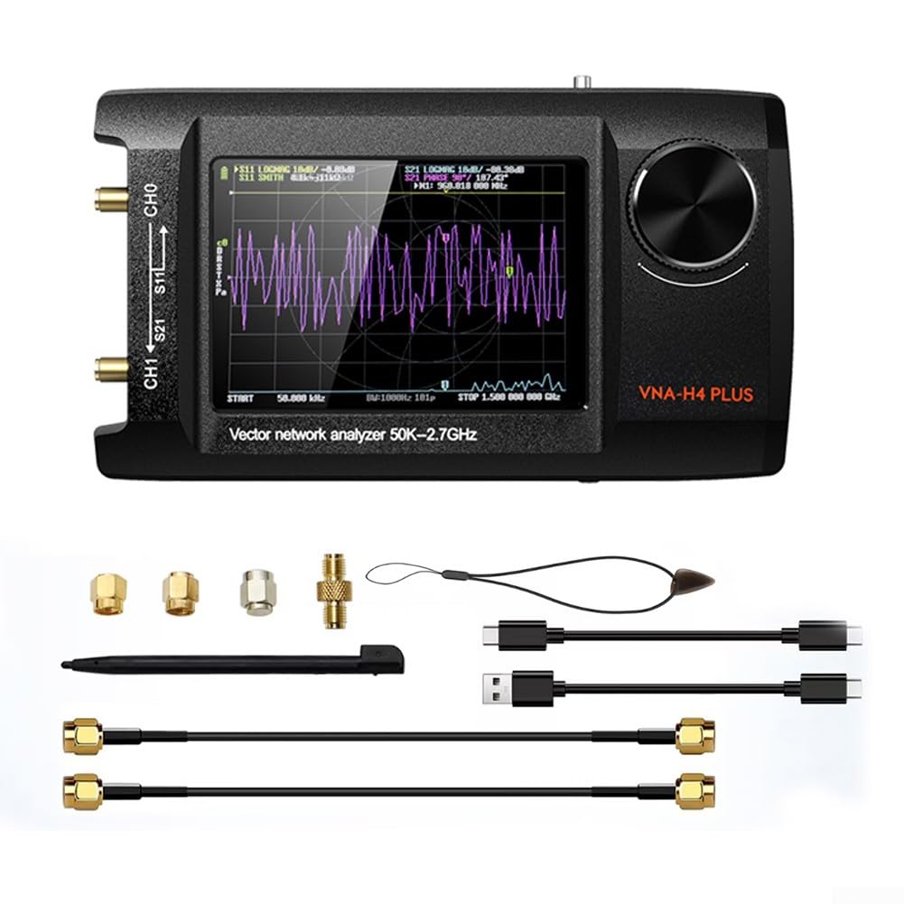 NanoVNA-H4 Analyseur d'antenne vectorielle, écran LCD IPS de 10,2 cm, analyseur d'antenne vectorielle 50 KHz-2,7 GHz, prend en charge la carte S D batterie intégrée de 5000 mAh (sans boîte)