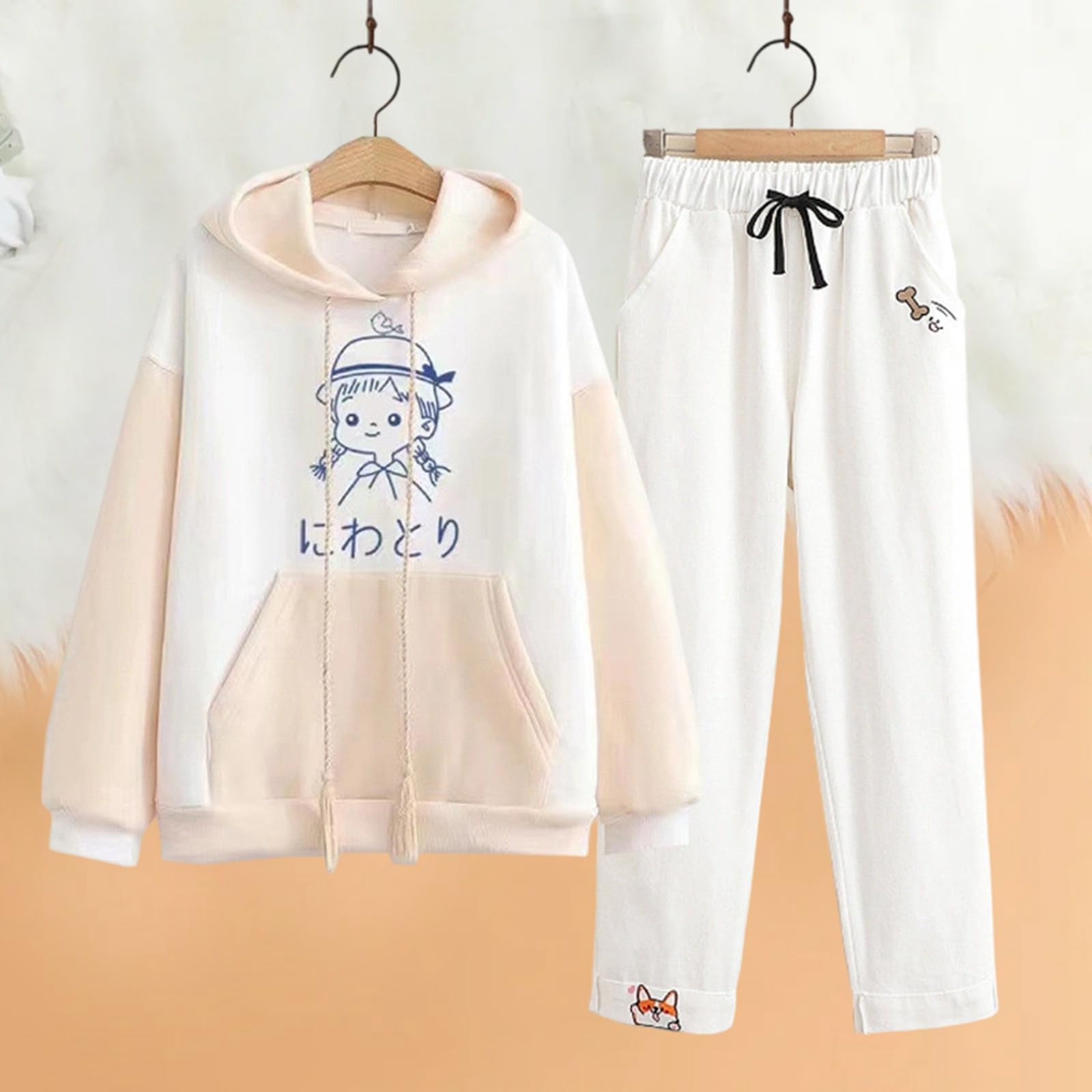 Genérico Conjunto Deportivo Niña - Conjuntos Y Conjuntos para Niñas: Conjunto De 2 Piezas con Sudadera Y Pantalón Informal Holgado Y Moderno Ropa Cómoda para Niñas Pequeñas Y Adolescentes